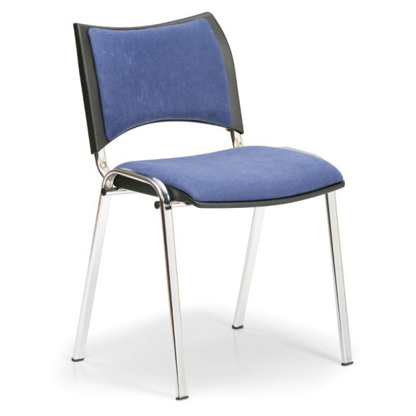Konferenčná stolička SMART - chrómované nohy, bez podpierok rúk, modrá