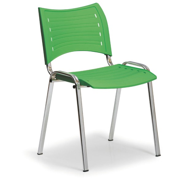 Plastová stolička SMART - chrómované nohy, zelená