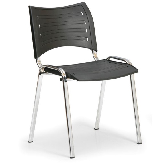 Plastová stolička SMART - chrómované nohy, čierna