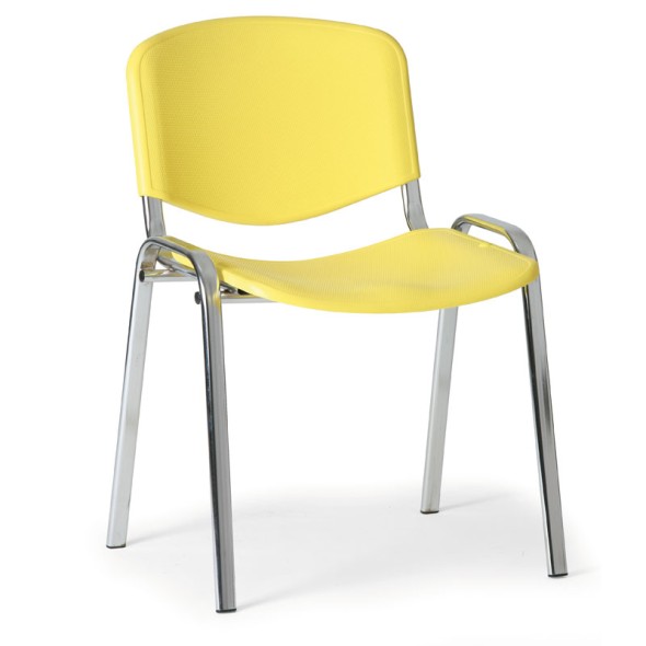 Plastová stolička ISO, žltá - konštrukcia chrómovaná