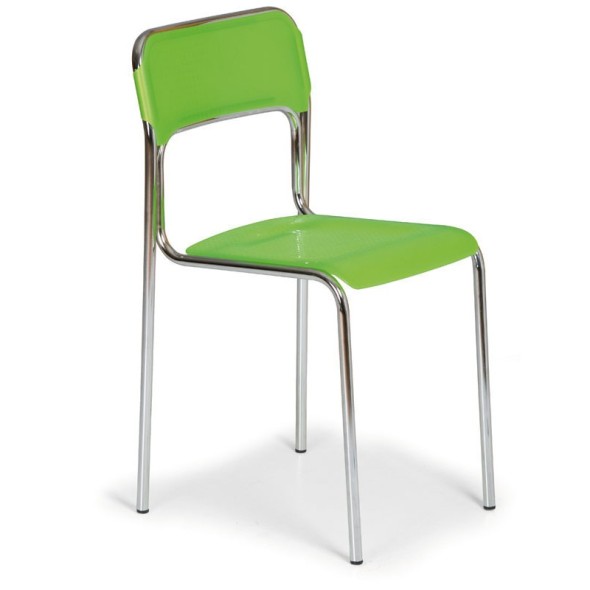 Plastová jedálenská stolička ASKA, zelená - chrómované nohy