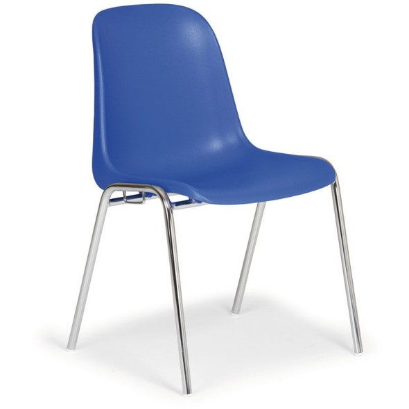 Plastová jedálenská stolička ELENA, modrá - chrómované nohy