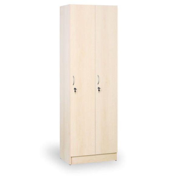 Drevená šatňová skrinka, 2 dvere, 1900x600x420 mm, breza