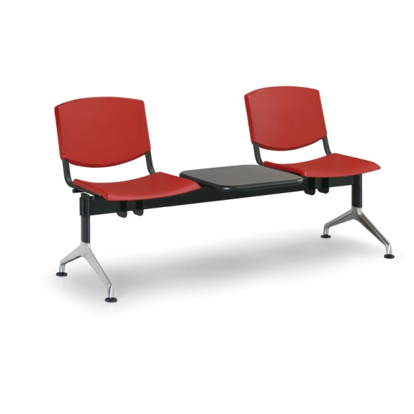Plastová lavice do čakární SMILE, 2-sedadlo + stolík, červená