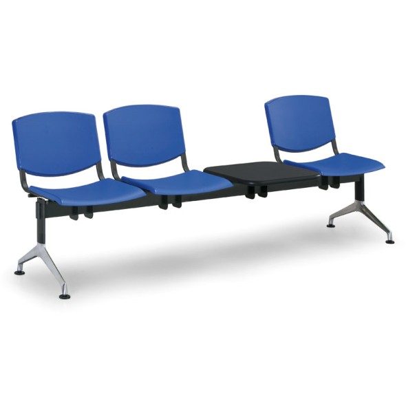 Plastová lavice do čakární SMILE, 3-sedadlo + stolík, modrá