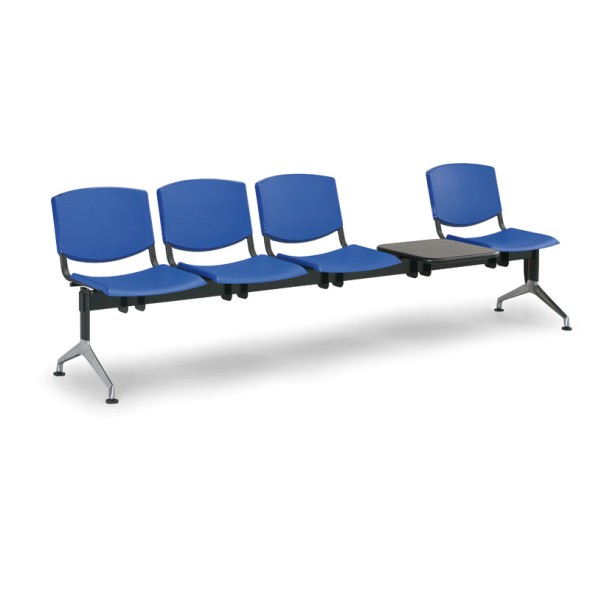 Plastová lavice do čakární SMILE, 4-sedadlo+stolík, modrá