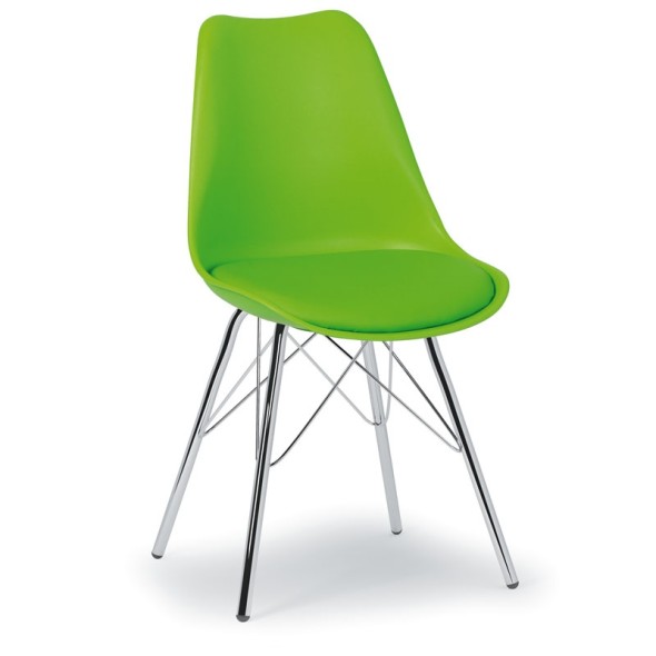 Plastová konferenční / jídelní židle s koženým sedákem CHRISTINE, zelená