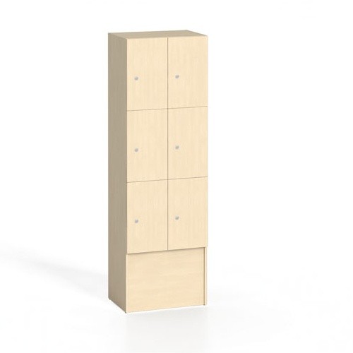 Dřevěná odkládací skříňka s úložnými boxy, 6 boxů, bříza