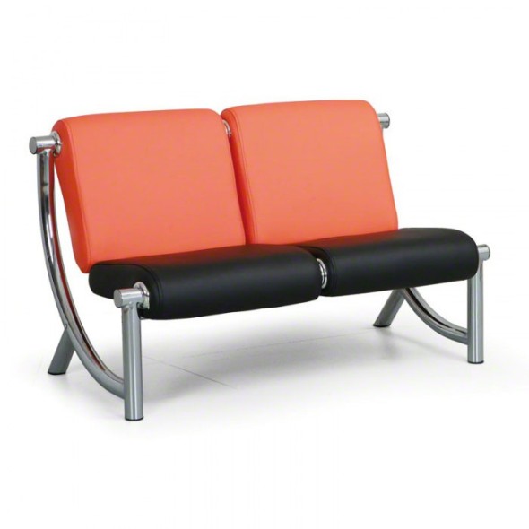 Kožená sedací souprava JAZZY II, 2-místná, oranžová/černá