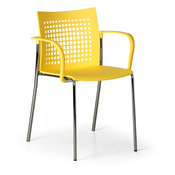 Plastová jídelní židle COFFEE BREAK, žlutá