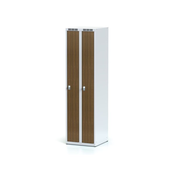 Šatní skříňka zúžená, 2-dveřová, laminované dveře ořech, cylindrický zámek