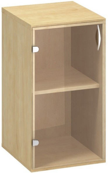 Kancelářská skříňka s prosklenými dveřmi CLASSIC - levé, 400 x 458 x 735 mm, divoká hruška