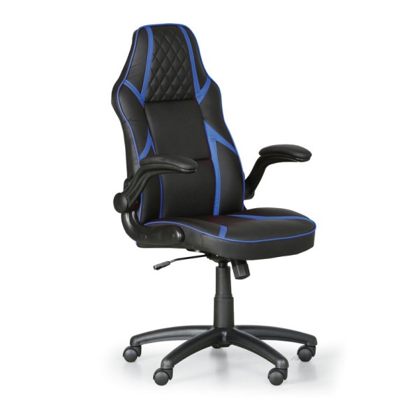 Kožená kancelářská židle GAME, černá / modrá