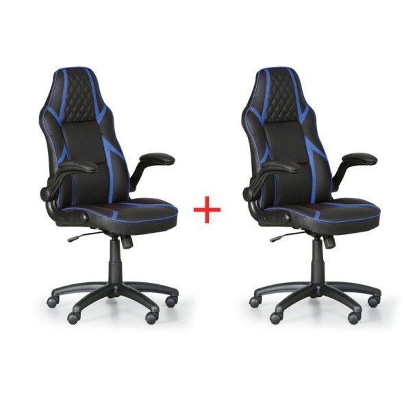 Kancelářská židle GAME, 1+1 ZDARMA, černá/modrá