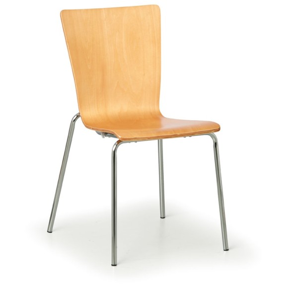 Dřevěná židle s chromovanou konstrukcí CALGARY, přírodní