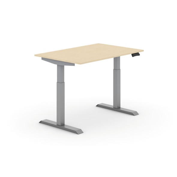 Výškově nastavitelný stůl PRIMO ADAPT, elektrický,1200x800x735-1235 mm, bříza, šedá podnož