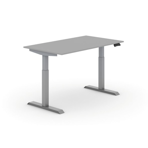 Výškově nastavitelný stůl PRIMO ADAPT, elektrický, 1400x800x735-1235 mm, šedá, šedá podnož
