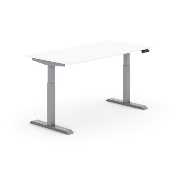 Výškově nastavitelný stůl PRIMO ADAPT, elektrický, 1600x800x735-1235 mm, bílá, šedá podnož