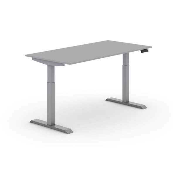 Výškově nastavitelný stůl PRIMO ADAPT, elektrický, 1600x800x735-1235 mm, šedá, šedá podnož