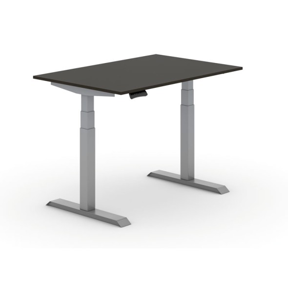 Výškově nastavitelný stůl, elektrický PRIMO ADAPT, 1200x800x625-1275 mm, wenge, šedá podnož