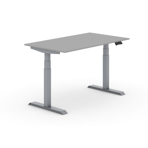 Výškově nastavitelný stůl PRIMO ADAPT, elektrický, 1400x800x625-1275 mm, šedá, šedá podnož