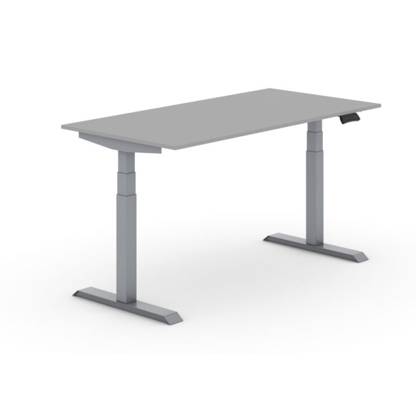 Výškově nastavitelný stůl PRIMO ADAPT, elektrický, 1600x800x625-1275 mm, šedá, šedá podnož