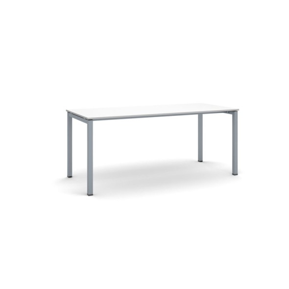 Stůl PRIMO SQUARE se šedostříbrnou podnoží 1800 x 800 x 750 mm, bílá