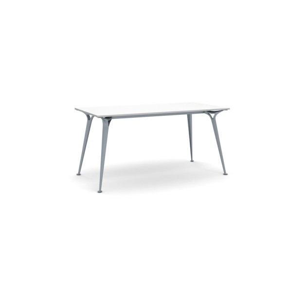 Kancelářský stůl PRIMO ALFA, šedostříbrná podnož, 1600 x 800 mm, bílá