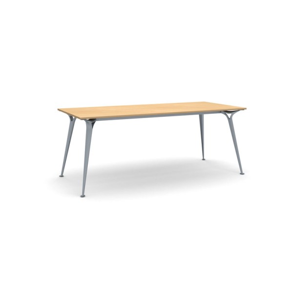 Kancelářský stůl PRIMO ALFA, šedostříbrná podnož, 2000 x 900 mm, buk
