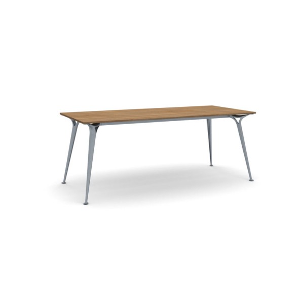 Kancelářský stůl PRIMO ALFA, šedostříbrná podnož, 2000 x 900 mm, ořech