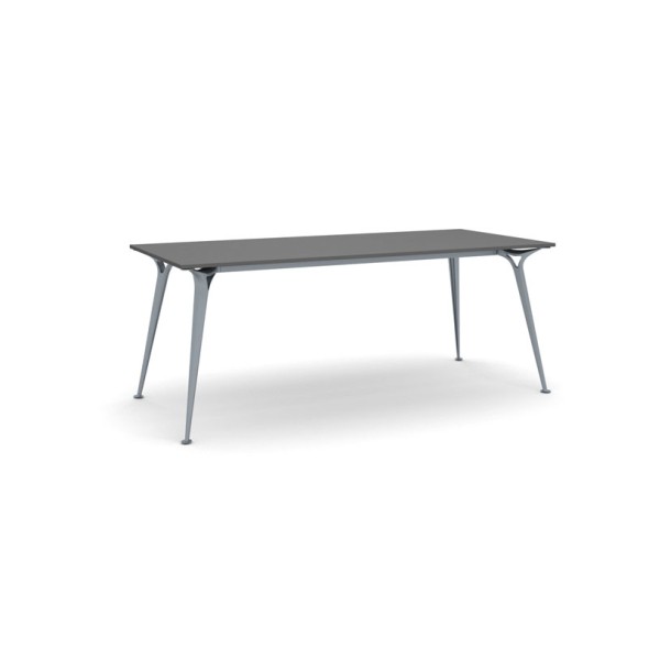 Kancelářský stůl PRIMO ALFA, šedostříbrná podnož, 2000 x 900 mm, grafitová