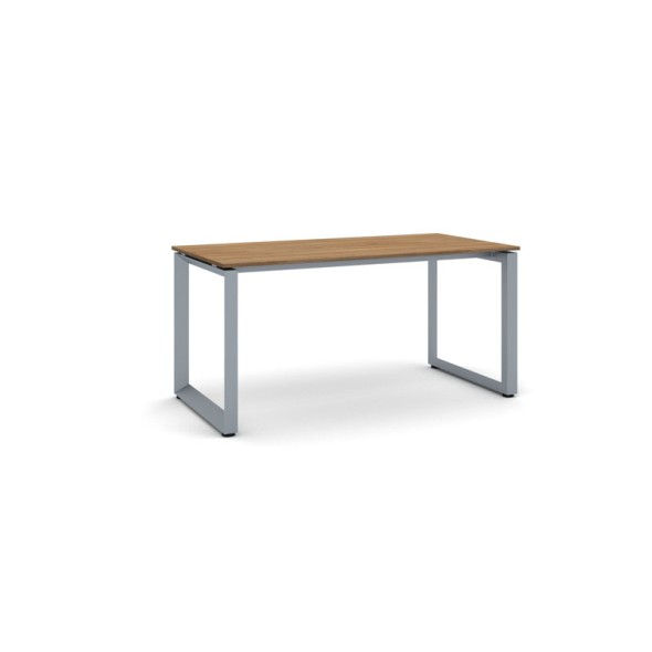 Kancelářský stůl PRIMO INSPIRE, šedostříbrná podnož, 1600 x 800 mm, ořech