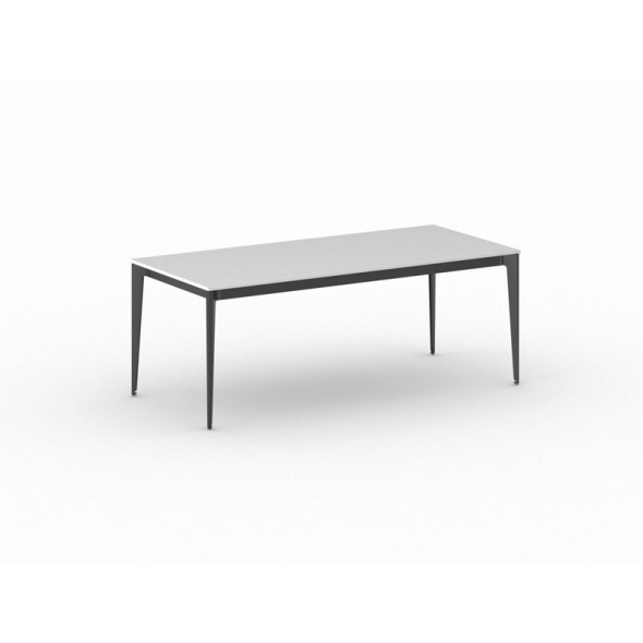Kancelářský stůl PRIMO ACTION, černá podnož, 2000 x 900 mm, bílá