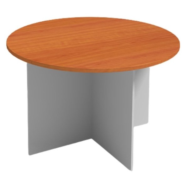 Jednací stůl s kulatou deskou PRIMO, průměr 1200 mm, šedá / třešeň