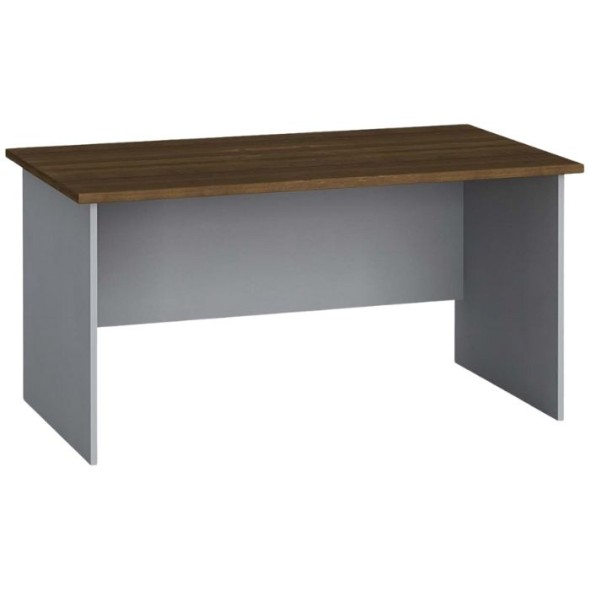Kancelářský psací stůl PRIMO FLEXI, rovný 140 x 80 cm, šedá / ořech