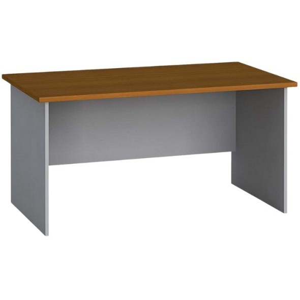 Kancelářský psací stůl PRIMO FLEXI, rovný 140 x 80 cm, šedá / třešeň