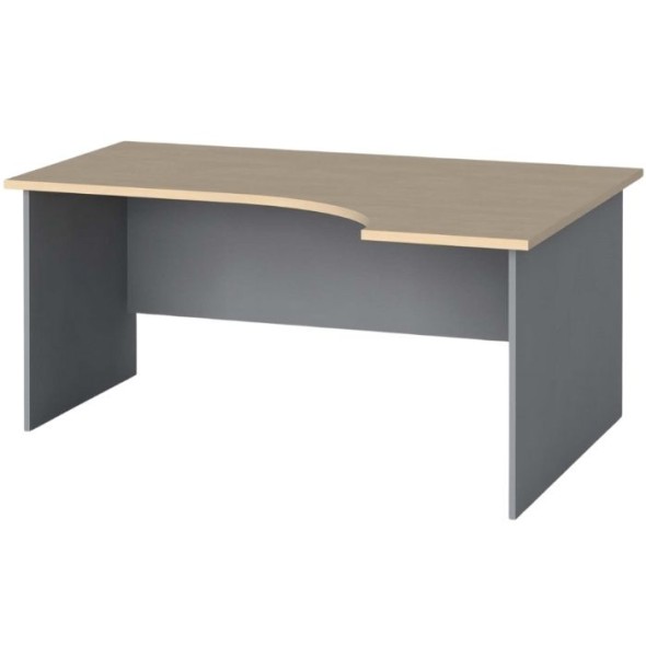Rohový kancelářský pracovní stůl PRIMO FLEXI, 160 x 120 cm, šedá / bříza, pravý