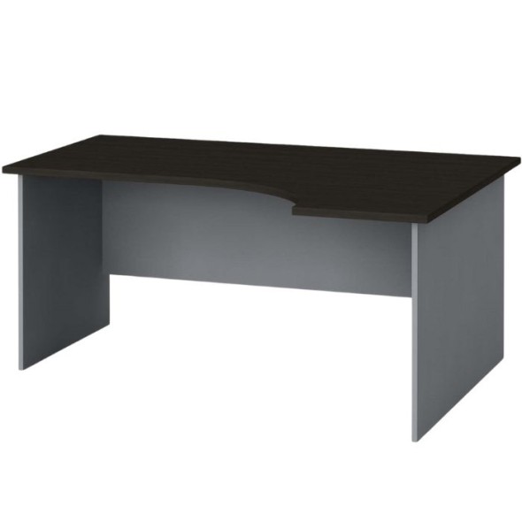Rohový kancelářský pracovní stůl PRIMO FLEXI, 160 x 120 cm, šedá / wenge, pravý