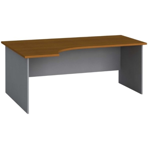 Rohový kancelářský pracovní stůl PRIMO FLEXI, 180 x 120 cm, šedá / třešeň, levý