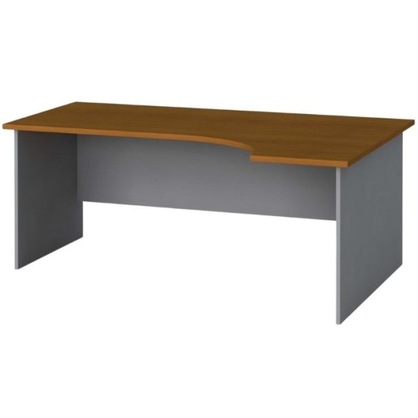 Rohový kancelářský pracovní stůl PRIMO FLEXI, 180 x 120 cm, šedá / třešeň, pravý