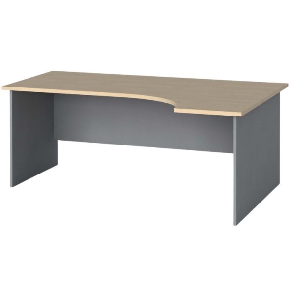 Rohový kancelářský pracovní stůl PRIMO FLEXI, 180 x 120 cm, šedá / bříza, pravý