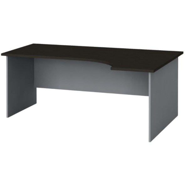 Rohový kancelářský pracovní stůl PRIMO FLEXI, 180 x 120 cm, šedá / wenge, pravý