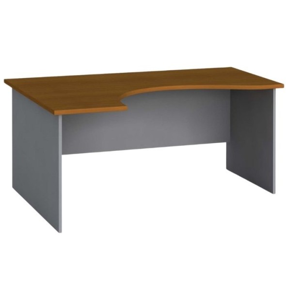 Ergonomický kancelářský pracovní stůl PRIMO FLEXI, 160 x 120 cm, šedá / třešeň, levý