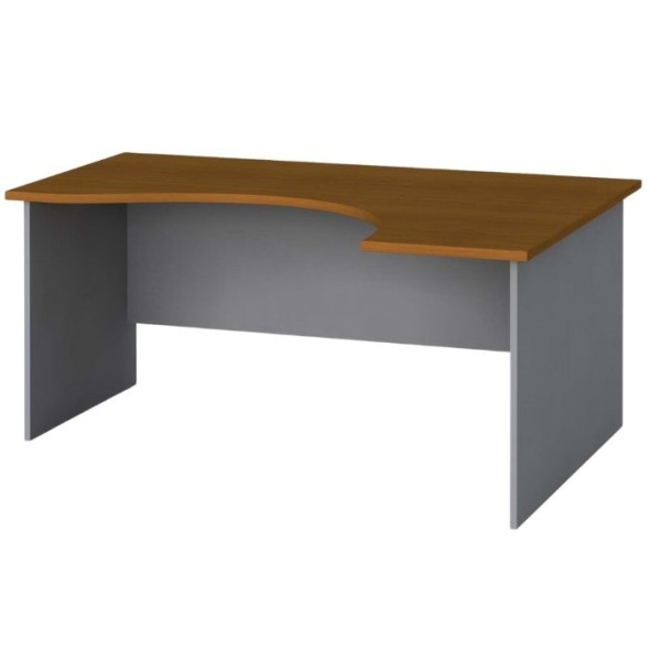 Ergonomický kancelářský pracovní stůl PRIMO, 160 x 120 cm, šedá / třešeň, pravý