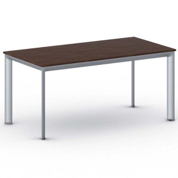 Kancelářský stůl PRIMO INVITATION, šedostříbrná podnož 1600 x 800 mm, ořech