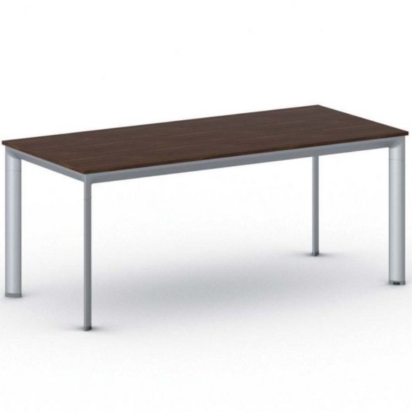 Kancelářský stůl PRIMO INVITATION, šedostříbrná podnož 1800 x 800 mm, ořech