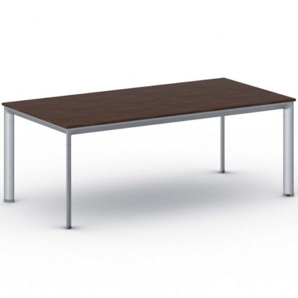 Kancelářský stůl PRIMO INVITATION, šedostříbrná podnož 2000 x 1000 mm, ořech