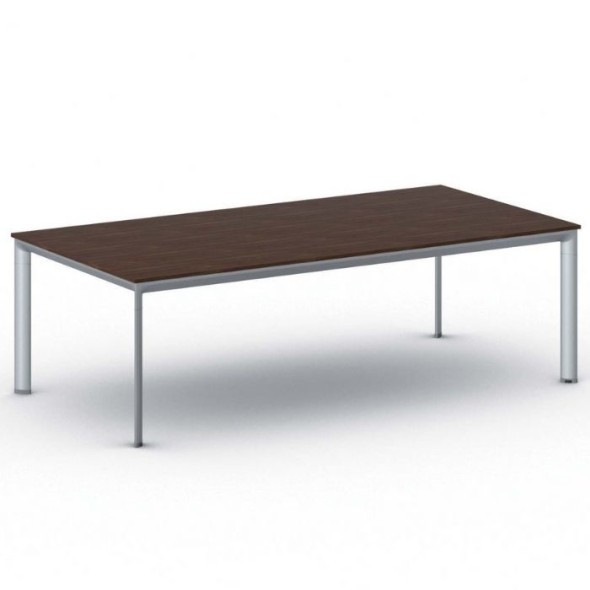 Kancelářský stůl PRIMO INVITATION, šedostříbrná podnož 2400 x 1200 mm, ořech
