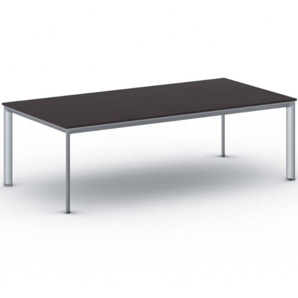 Kancelářský stůl PRIMO INVITATION, šedostříbrná podnož 2400 x 1200 mm, wenge