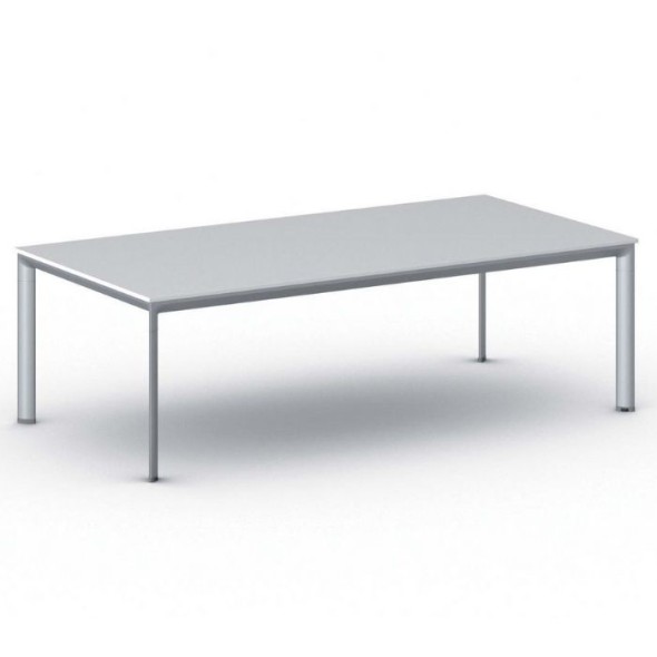 Kancelářský stůl PRIMO INVITATION, šedostříbrná podnož 2400 x 1200 mm, bílá